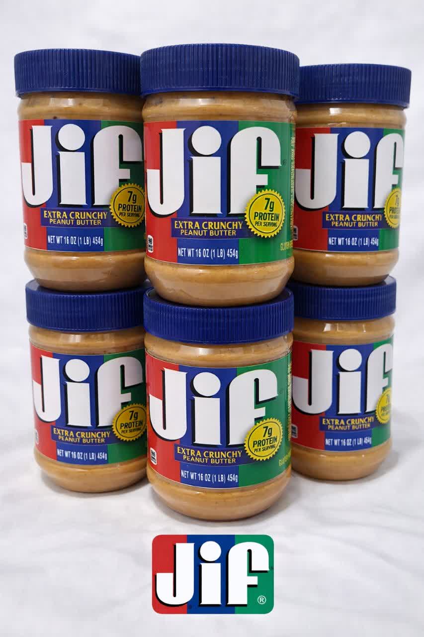 کره بادام زمینی  جیف Jif مدل آبی Extra Crunchy وزن 454 گرم